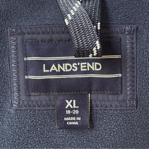 Lands’ End Boys XL 18-20 Squall Jacket Blue Waterproof Fleece Lined Hooded Coat - Picture 8 of 13